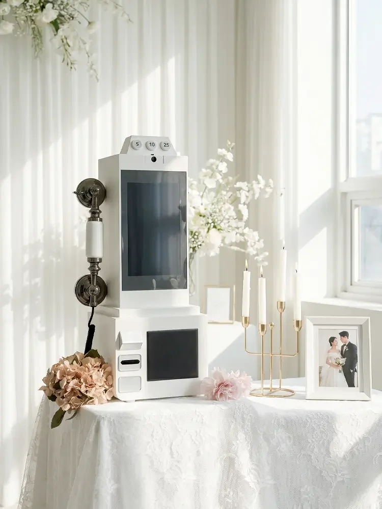 wedding video guestbook service in thailand by rabbit photobooth guests recording video messages for bride and groom