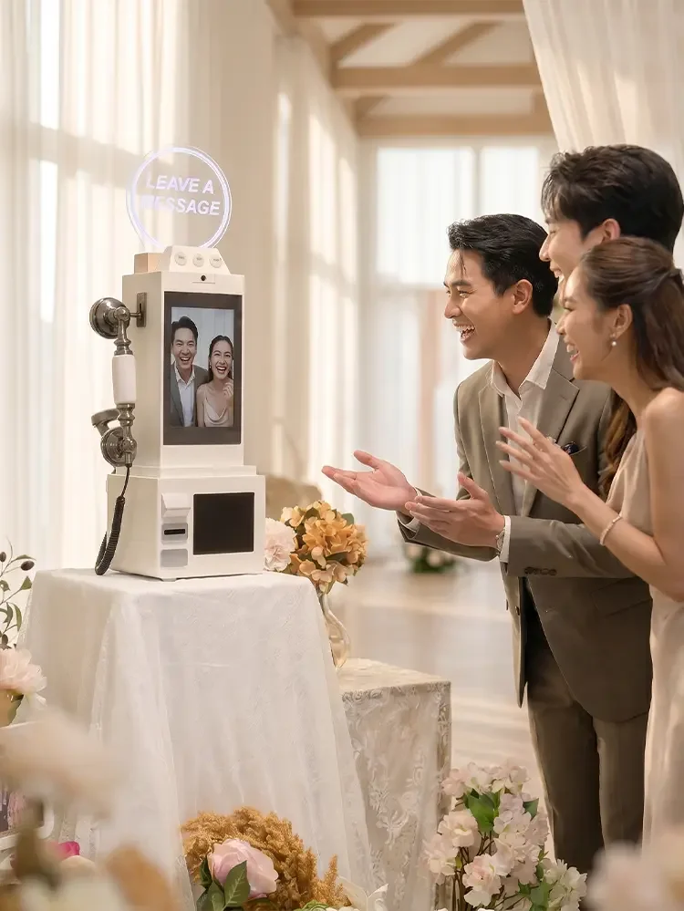 wedding video guestbook service in thailand by rabbit photobooth guests recording video messages for bride and groom
