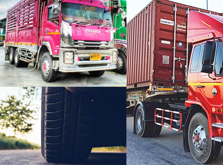 รถบรรทุกขนาดใหญ่วิ่งบนท้องถนน