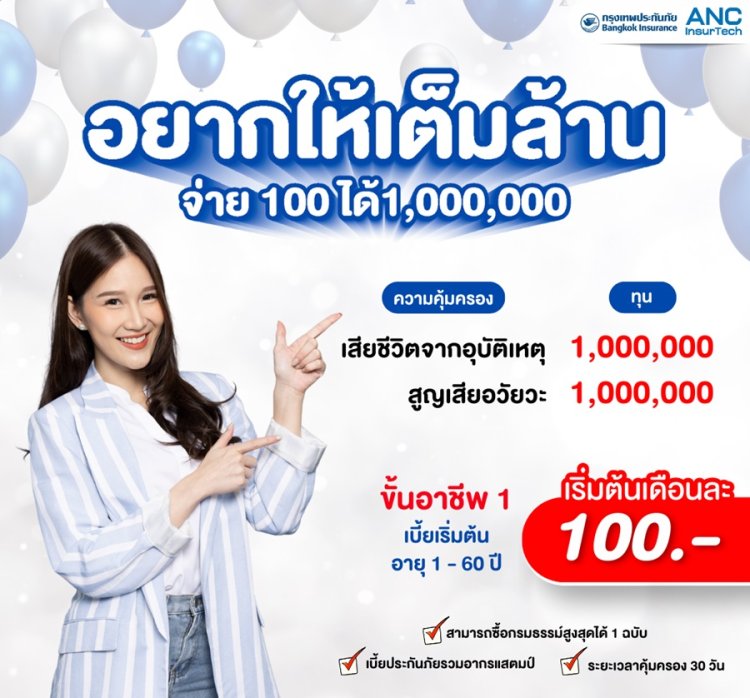 ประกันอุบัติเหตุรายเดือน จ่ายแค่ เดือนละ 100 บาท