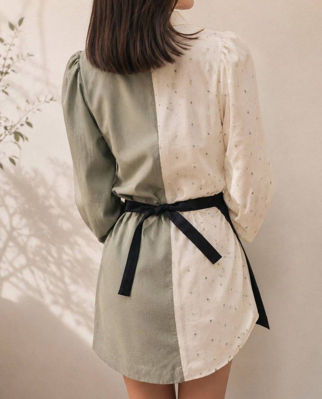 นางแบบใส่ผ้ากันเปื้อนครึ่งตัว-ด้านหลัง