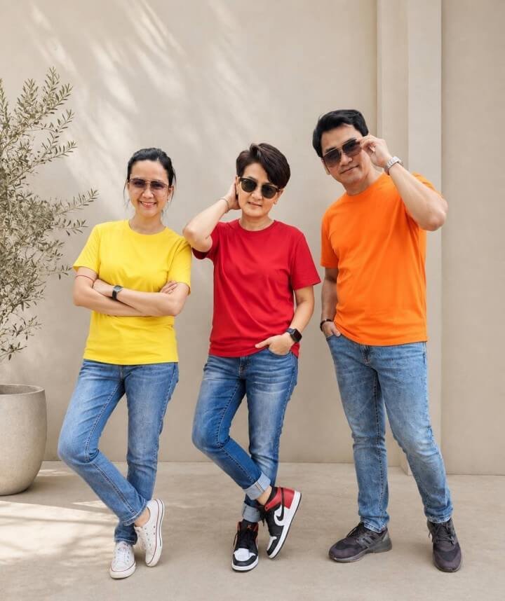 สีเสื้อยืดคอตตอนหลากหลายสี