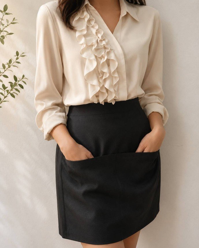 รีวิวนางแบบใส่ผ้ากันเปื้อนครึ่งตัว