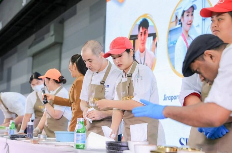 ผ้ากันเปื้อนสกรีนโลโก้ในงานแข่งทำอาหาร