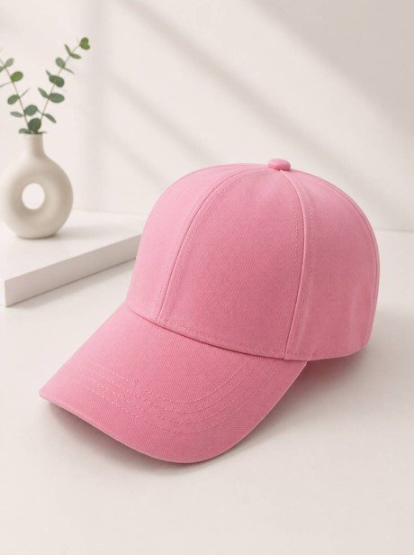 หมวกแก๊ปสีพื้นสีชมพู