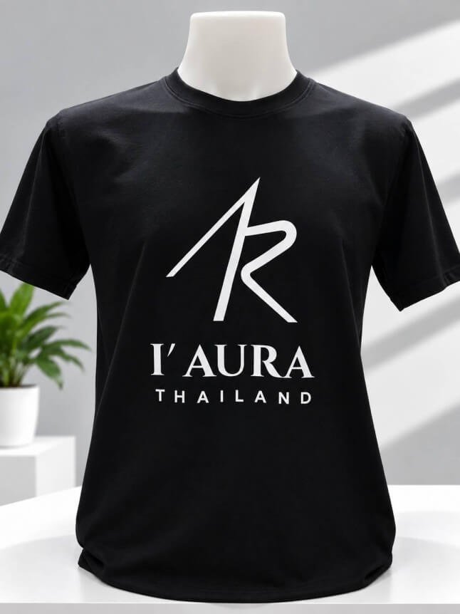 เสื้อยืดสีดำสกรีนโลโก้