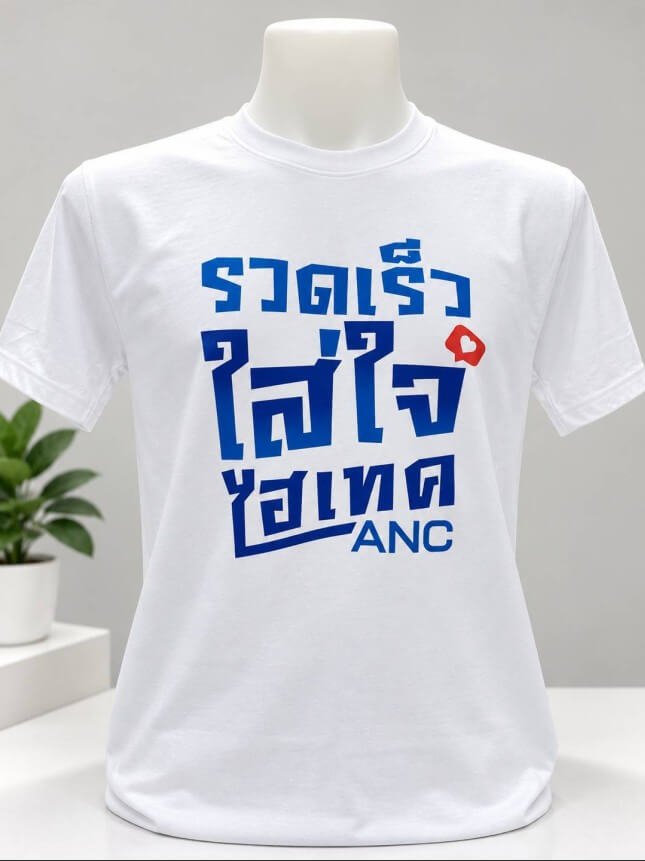 เสื้อยืดสีขาวสกรีนข้อความ