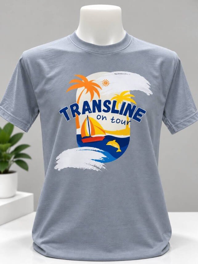 เสื้อยืดสีเทาสกรีนลายตามแบบ