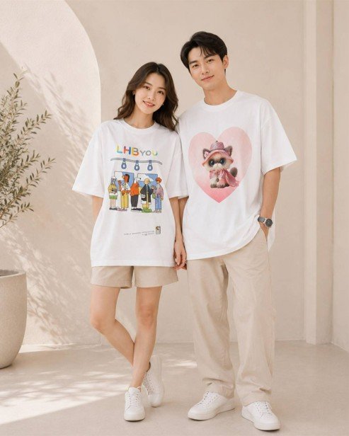 แบบเสื้อยืดโอเวอร์ไซส์สกรีนลาย