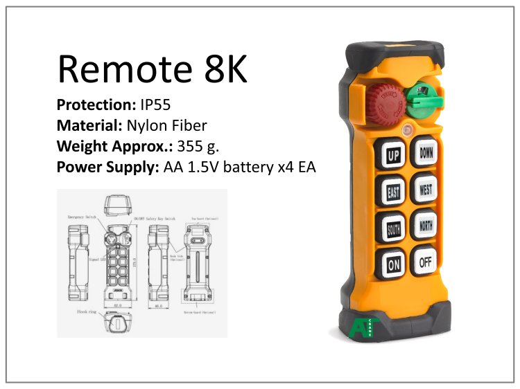 รีโมทไร้สาย 8K สำหรับเครนไฟฟ้าและเครนโรงงาน