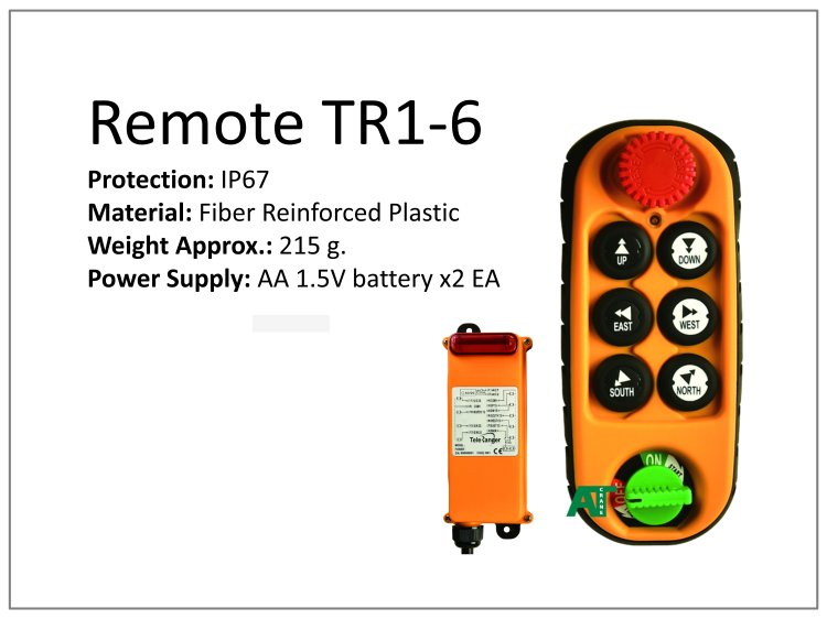 รีโมทไร้สาย TR1-6 สำหรับเครนไฟฟ้าและเครนโรงงาน