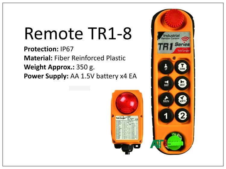รีโมทไร้สาย TR1-8 สำหรับเครนไฟฟ้าและเครนโรงงาน