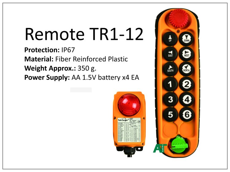 รีโมทไร้สาย TR1-12 สำหรับเครนไฟฟ้าและเครนโรงงาน