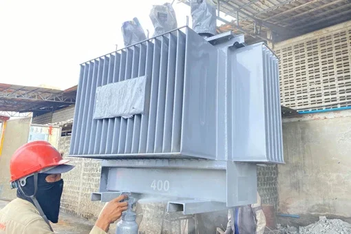 การพ่นสีเพื่อป้องกันสนิมหม้อแปลงไฟฟ้า การพ่นสีเพื่อป้องกันสนิมหม้อแปลงไฟฟ้า