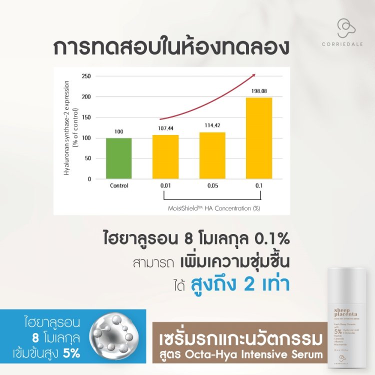 เซรั่มรกแกะนวัตกรรม ด้วยรกแกะอนุภาคนาโน ผสานไฮยาลูรอน 8 โมเลกุล เข้มข้นสูง 5%