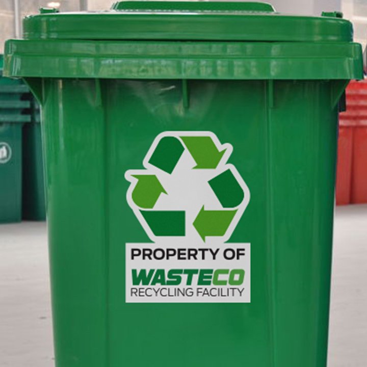 สติ๊กเกอร์ PVC ติดถังขยะ ใช้งานกลางแจ้ง ไม่ฉีกขาด