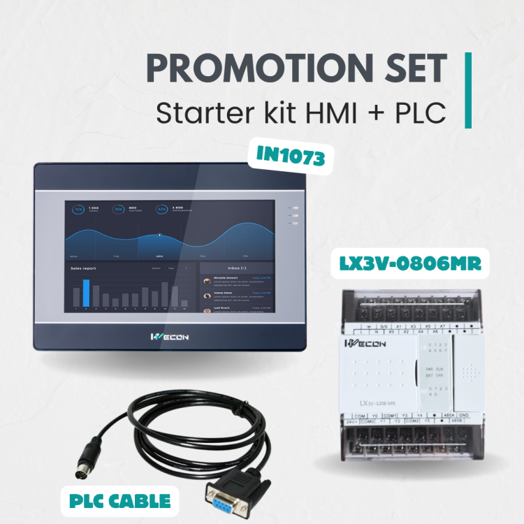 WECON Bundle Set HMI IN1073 and PLC LX3V with PLC Cable