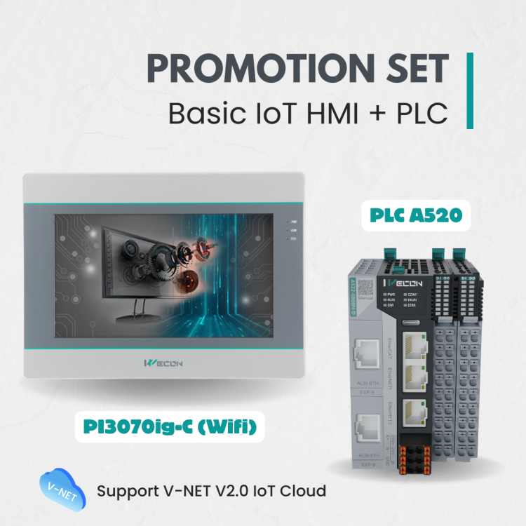 WECON Bundle Set HMI PI3070ig-C and PLC A520