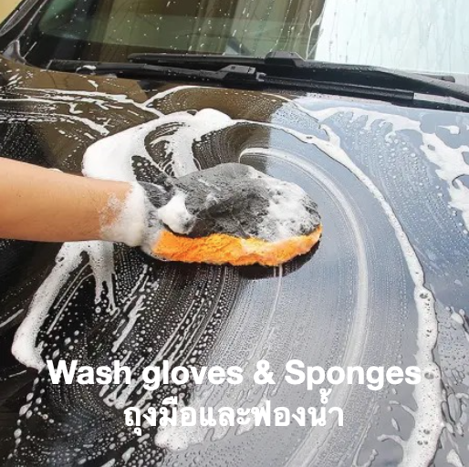 ถุงมือและฟองน้ำ