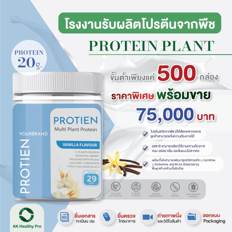 รับผลิตเวย์โปรตีนจากพืช โปรตีนแพลนต์เบส