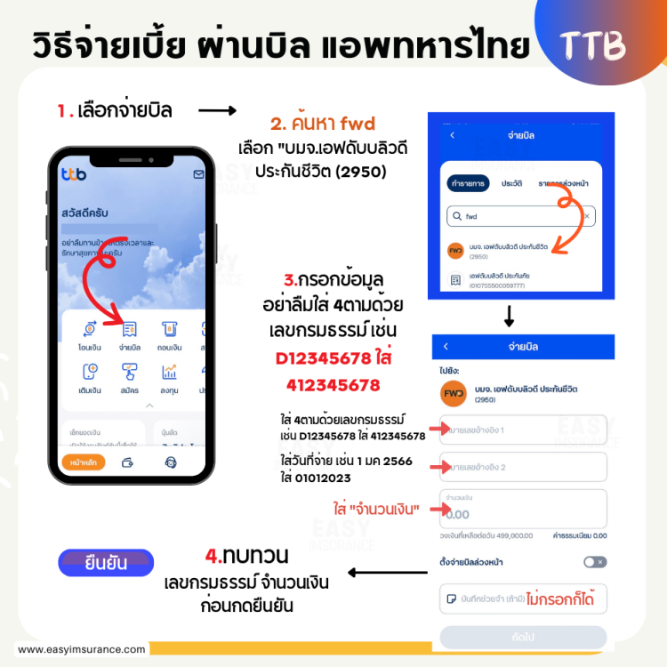 จ่ายเบี้ยประกันผ่านแอพ ธนาคาร ไทยธนชาติ