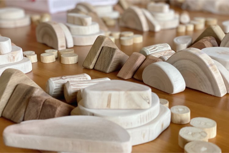 natural wooden blocks handmade fine motor kids toy