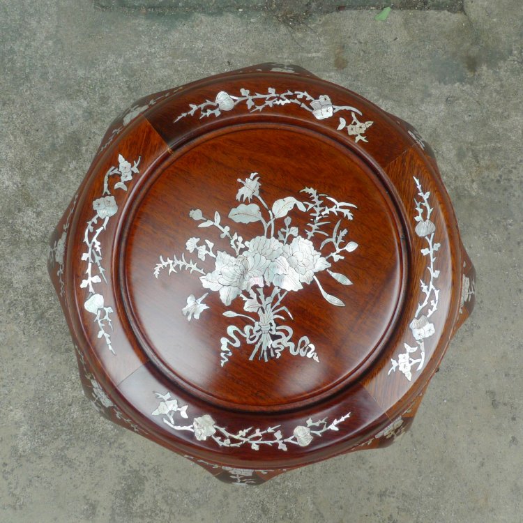 เก้าอี้อาร์มแชร์จีนไม้ประดู่ฝังมุกงานช่างฮ่องกงสินค้าพร้อมส่ง