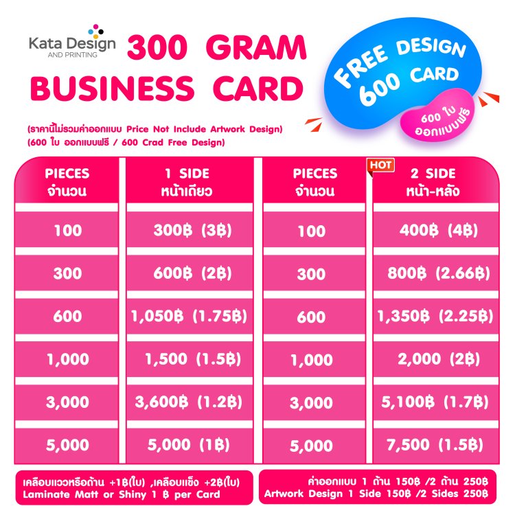 ราคานามบัตร 300 แกรม