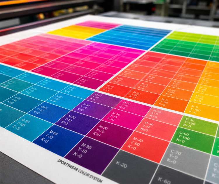 ตารางเทียบสีพิมพ์เสื้อผ้า สปอร์ตแวร์ คัลเลอร์ ซิสเต็ม (Sportswear Color System)