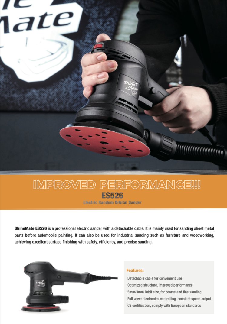 เครื่องขัดกระดาษทราย Shine Mate ES526 ขัดผิวส้ม ขัดสีรถ เคลือบสีรถ