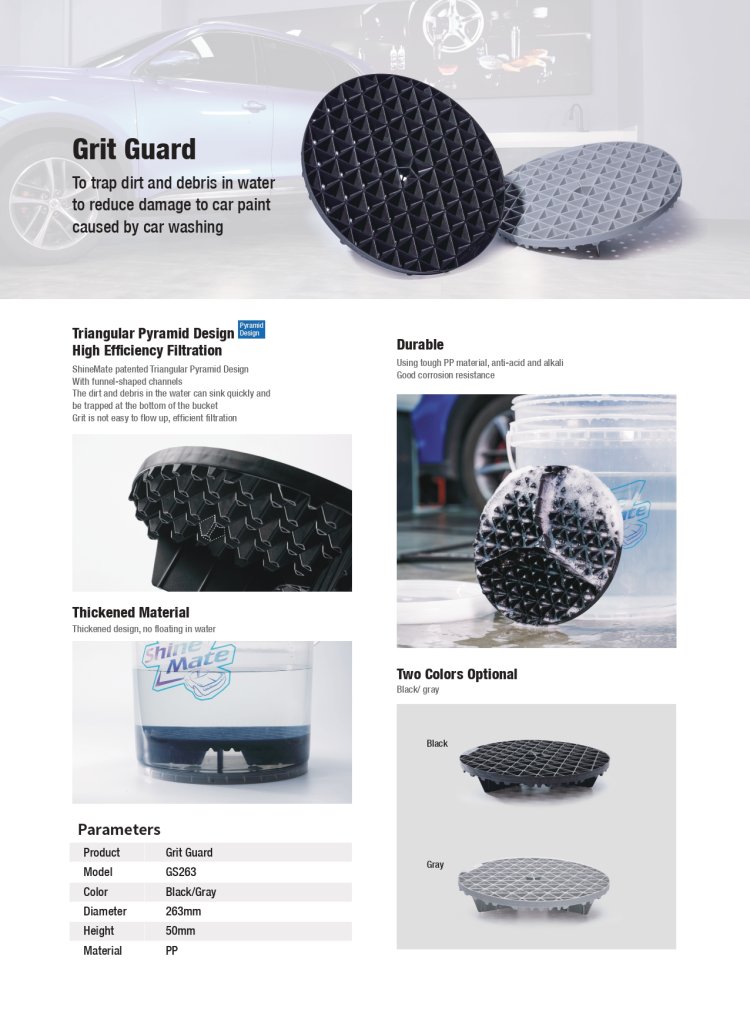 Shine Mate Wash Bucket Grit Guard ถังล้างรถ ตะแกรงกรองฝุ่นล้างรถ สิ่งสกปรกที่ติดฟองน้ำล้างรถ