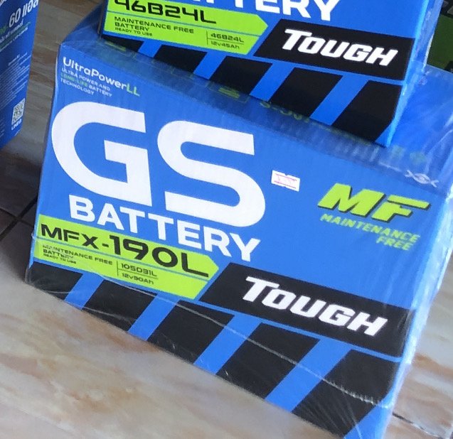 แบตเตอรี่รถยนต์ (กึ่งแห้ง) GS 90 แอมป์ สำหรับ รถกระบะ รุ่น MFX-190 ดูเเลง่ายไม่ต้องเติมน้ำกลั่น