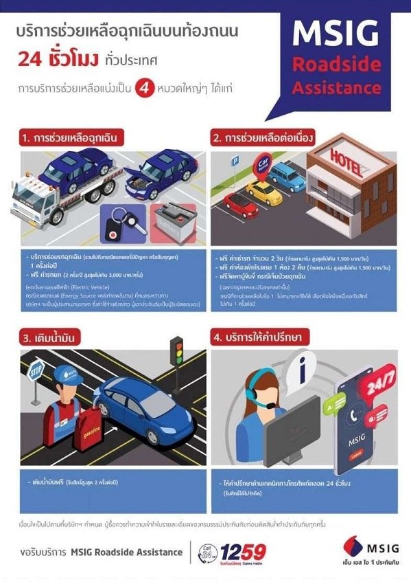 MSIG Roadside Assistance บริการช่วยเหลือฉุกเฉิน 24 ชั่วโมง