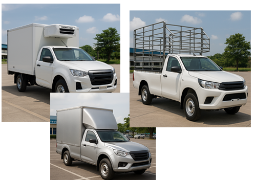 ประเภท 2+ 3+ กระบะเชิงพาณิชย์ ขนบรรทุกสิ่งของ กระบะบรรทุกต่อเติม