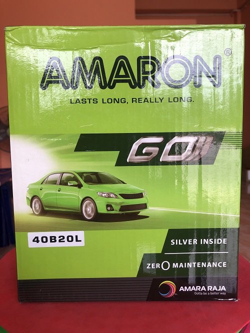 แบตเตอรี่รถยนต์ Amaron 40B20L(40แอมป์)สำหรับรถเก๋ง พร้อมใช้ไม่ต้องดูแล(Maintenance Free)