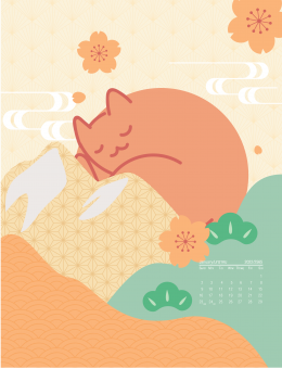 Calendar Japan Cat Minimal 