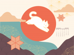 Calendar Japan Cat Minimal 