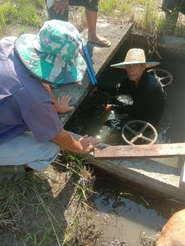 ลงพื้นที่สำรวจประตูระบายน้ำและจุดปล่อยน้ำโรงสูบน้ำด้วยพลังงานไฟฟ้า