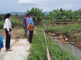 ลงพื้นที่ติดตามและสำรวจหน้างานการก่อสร้างโครงการ จ้างเหมา ซ่อมแซมดาดคอนกรีต คลองส่งน้ำ โรงสูบน้ำพลังไฟฟ้า หมู่ 2 บ้านสันมะกรูด