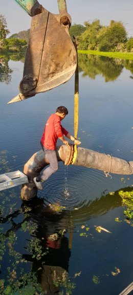 ลงพื้นที่ติดตามงานซ่อมแซมสถานีสูบน้ำด้วยพลังงานไฟฟ้าตามใบคำร้อง