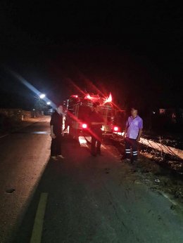 ลงพื้นที่ระงับเหตุเพลิงไหม้หญ้าแห้ง หมู่ที่ 1 บ้านป่าซางน้อย ตำบลบ้านแป้น อำเภอเมืองลำพูน จังหวัดลำพูน