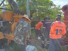 ลงพื้นที่ดำเนินการจัดเก็บอุปกรณ์และเครื่องสูบน้ำส่งคืนให้กับเทศบาลตำบลป่าซาง