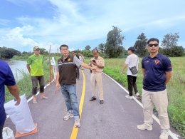 ลงพื้นที่สำรวจเพื่อขอรับการสนับสนุนงบประมาณโครงการก่อสร้างเขื่อนป้องกันตลิ่งเลียบริมน้ำกวง หมู่ที่ 2