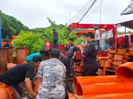 ดำเนินการขนย้ายชุดท่อเครื่องสูบน้ำขนาดใหญ่