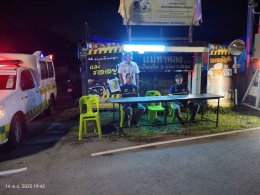 ลงพื้นที่ตรวจเยี่ยมด่านชุมชนทั้ง 4 หมู่บ้านในการป้องกันและลดอุบัติเหตุทางถนนในช่วงเทศกาลสงกรานต์ 