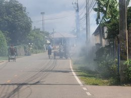โครงการรณรงค์ป้องกันและควบคุมโรคไข้เลือดออก ฉีดพ่นหมอกควันกำจัดยุงลาย หมู่ที่ 2 บ้านสันมะกรูด 