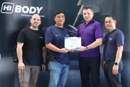 ขอขอบคุณ ทีมงานบริหาร และฝ่ายเทคนิค จากบริษัท HB BODY นำทีมอบรมผลิตภัณฑ์สีพ่นรถยนต์ @ LK AUTO TRAINING ACADEMY LOGO วันที่ 3-4 มี.ค. 2569