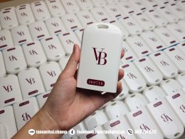 สกรีนโลโก้บนบน Power Bank ลาย VB , Lactasoy วัสดุเป็นพาวเวอร์แบงค์พลาสติกสีขาว ก้นฟ้า