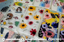 พิมพ์เคสมือถือ พิมพ์ภาพลงบนเคสใส พิมพ์ภาพ รองขาว เคลือบเงาเฉพาะจุดลงบนเคสมือถือ 