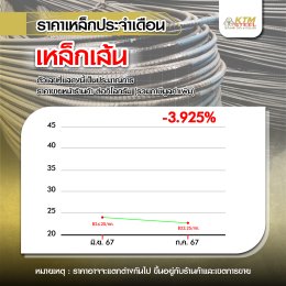 สถานการณ์ราคาเหล็ก มิ.ย. 67 - ก.ค. 67